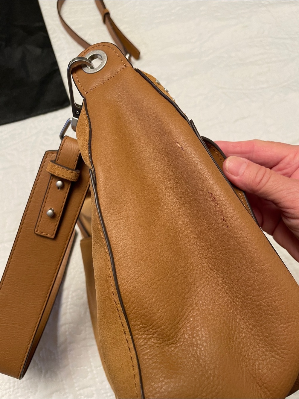 Vera Bradley CARSON Brown Leather Suede Studded Shoulder or Crossbody Bag - Picture 11 of 16